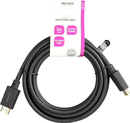 DELTACO ULTRA High Speed HDMI-cable, 48Gbps, 3m, Black