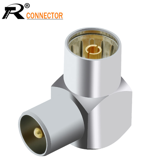 1PC DVB-T TV PAL Female to Male Right Angle RF Adapter Connector 90degree elbow TV male to TV female connector Gold plated plug
