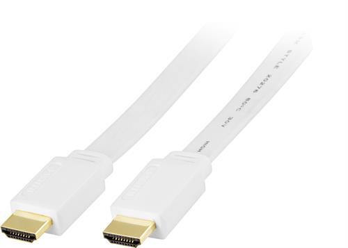 DELTACO Litteä HDMI-kaapeli, HDMI High Speed With Ethernet, 1,5m,valk.