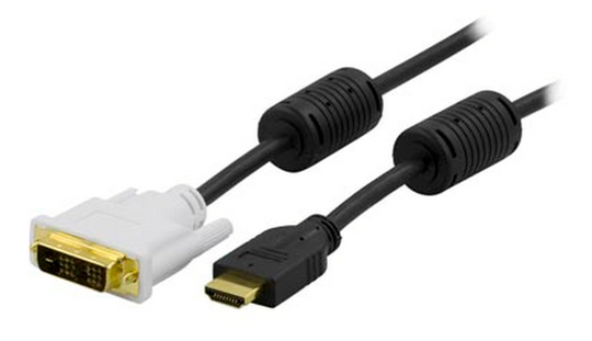 DELTACO HDMI Ur - DVI-D Single Link Ur, Musta/valkoinen, 2m