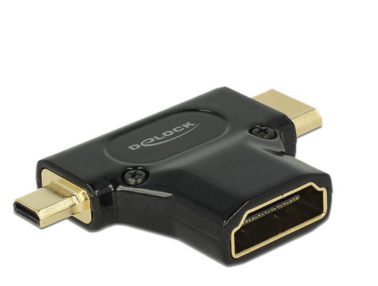 Delock HDMI Adapteri, Typ A Naa, Typ Mini-C Ur, Typ Micro-D Ur, Musta