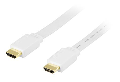 DELTACO HDMI-kaapeli, V1.4+Ethernet, 19-pin U-u,1080p Valk,0,5m Litte�