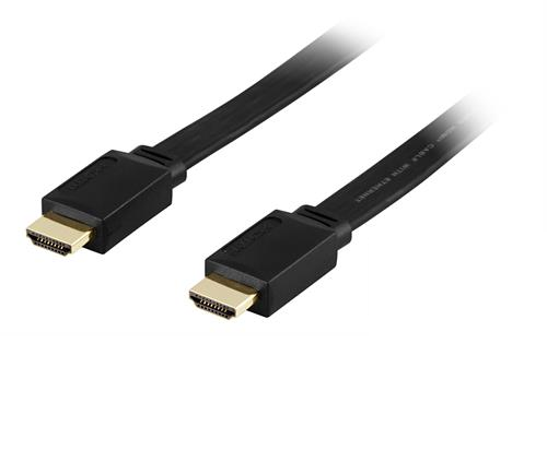 DELTACO HDMI-kaapeli, 1.4, 4K, Ethernet,3D,paluuääni,litteä,musta,1