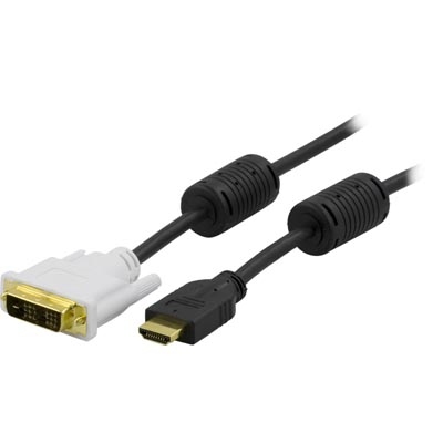 DELTACO HDMI - DVI-kaapeli, Full HD 60Hz, 1m, Musta/valkoinen