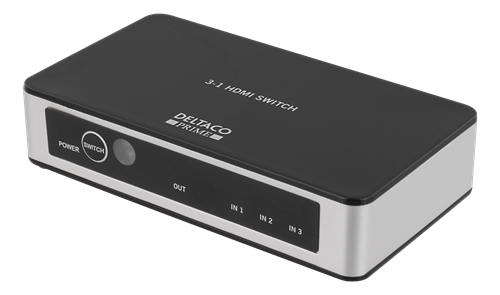 3-porttinen HDMI-kytkin, Premium, Kaukosäädin, Ultra HD 60Hz, Musta