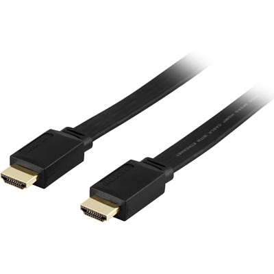 DELTACO Litteä HDMI-kaapeli, HDMI High Speed With Ethernet, 4K, 2m, Mu