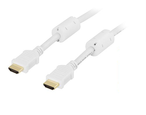 DELTACO HDMI-kaapeli, 1.4, 4K, Ethernet,3D,paluuääni,valk,1,5m