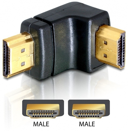 DeLOCK HDMI-adapteri, 19-pin U-u, Kulma, Kullatut Liitokset
