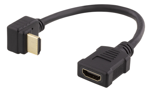 DELTACO HDMI-sovitin, 0,2m, Taipuisa, Lovitet. Alapuolelta, UHD, Musta
