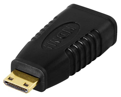 HDMI-adapteri, Mini HDMI Uros > HDMI Naaras, 19-pin, Kullattu