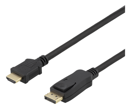 DELTACO DP - HDMI-kaapeli, 10m, 3840x2160 30Hz, 10,8Gb/s, Musta