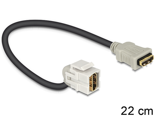 DeLOCK Keystone Moduuli Kaapelilla, HDMI Na-na, 22cm, Harmaa