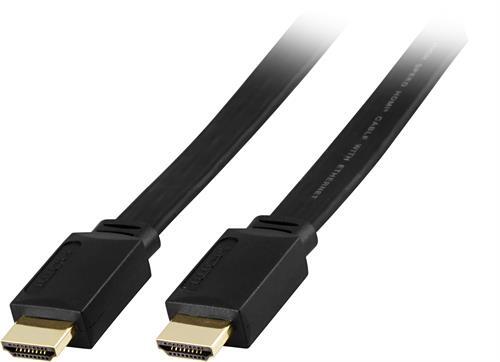 DELTACO HDMI V1.4 Kaapeli 4K, Ethernet,3D, Paluu, Litteä Musta,1m
