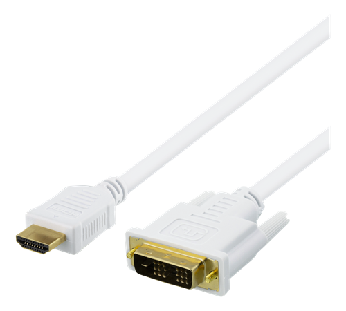 DELTACO HDMI - DVI-kaapeli, 3m, Full HD, Valkoinen