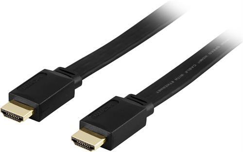 DELTACO HDMI-kaapeli Standard+Eth 19-pin U-u 1080i,litteä Musta15m