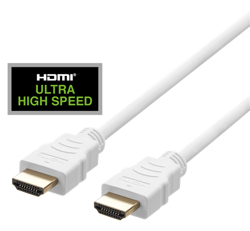 DELTACO Ultranopea HDMI-kaapeli, 48Gbps, 1m, Valkoinen