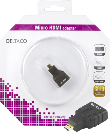 DELTACO Sovitin High Speed Micro HDMI 19-pin U - HDMI 19-pin N Musta