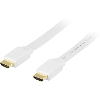DELTACO HDMI V1.3 Kaapeli 4K, Ethernet,3D, Paluu, Litteä Valk,1m