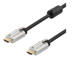 DELTACO HDMI-kaapeli, Lukittava, HDMI High Speed With Ethernet, 1,5
