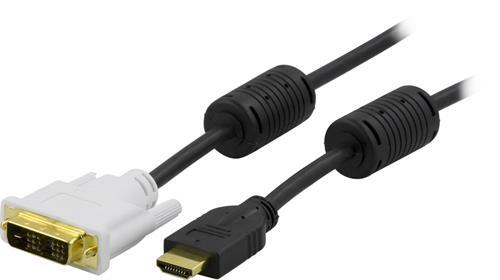 DELTACO HDMI - DVI-kaapeli, Full HD 60Hz, 0,5m, Musta/valkoinen