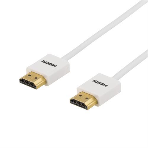 DELTACO Ohut HDMI-kaapeli, HDMI High Speed With Ethernet, 2m, Valk.
