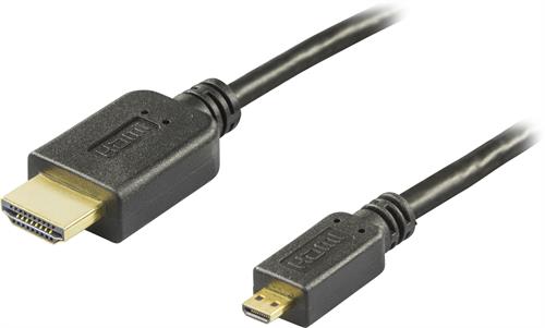 DELTACO HDMI-kaapeli,1.4+E,19-pin Ur-Micro 19-pin Ur, 1080p, Musta, 5m