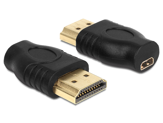 DeLOCK Micro HDMI - HDMI -sovitin, HDMI Micro-D 19-pin Naa, HDMI-A Ur