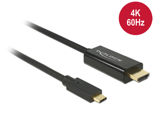 DeLock Kaapeli USB Type C Uros - HDMI Uros, 3m, Musta