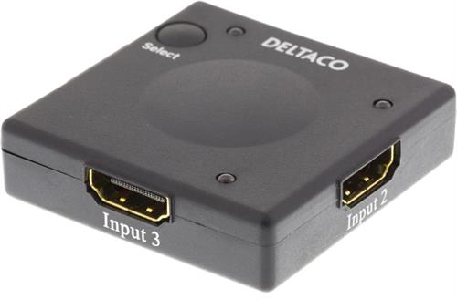 DELTACO HDMI-kytkin, Automaattinen3 > 1, 1080p, 3D, Musta