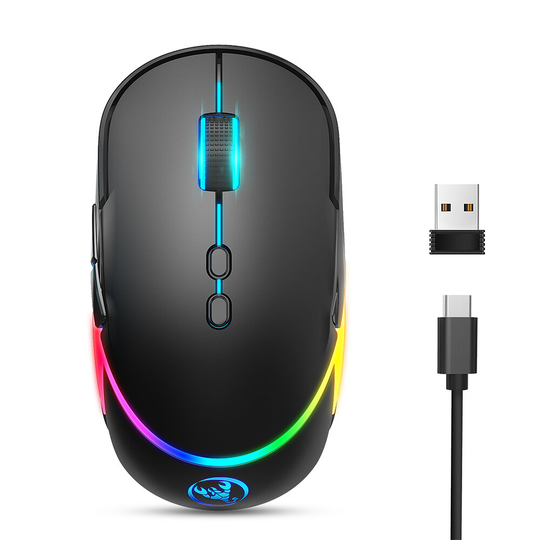 HXSJ T200 Mouse 2,4GHz Trådlös Justerbar 1200-3200DPI Colorful Ljusstark RGB Bakgrundsbelyst Uppladdningsbar Spelmus för