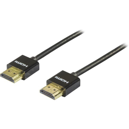 DELTACO Ohut HDMI-kaapeli, HDMI High Speed With Ethernet, 1m, Musta