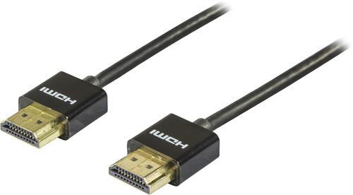 DELTACO Ohut HDMI-kaapeli, HDMI High Speed With Ethernet, 3m, Musta