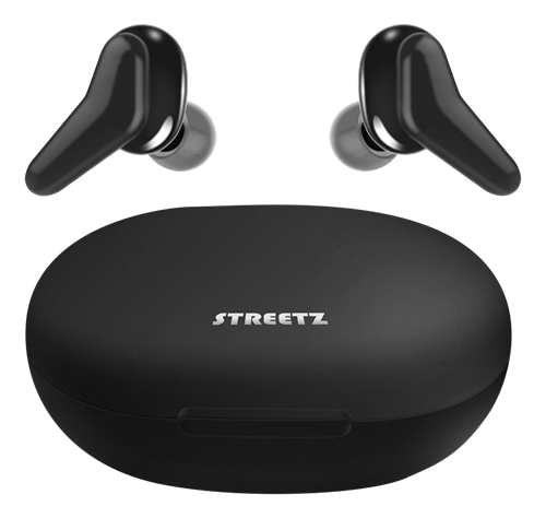 STREETZ True Wireless Stereo In-ear, Dual Earbuds, Charge Case, Black