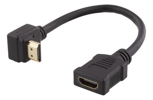 DELTACO HDMI-sovitin, 0,2m, Taipuisa, Lovitet. Yläpuolelta, UHD, Musta