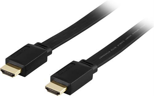 DELTACO HDMI-kaapeli V1.4+Ethernet, 19-pinu-u, 1080p Litteä Musta 7m