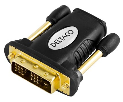 DELTACO HDMI-sovitin, Full HD 60Hz, 19-pin HDMI Naaras - DVI-D Uros