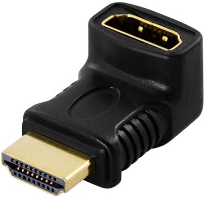 HDMI-adapteri, 19-pin U-n, Kulma, Kullatut Liittimet