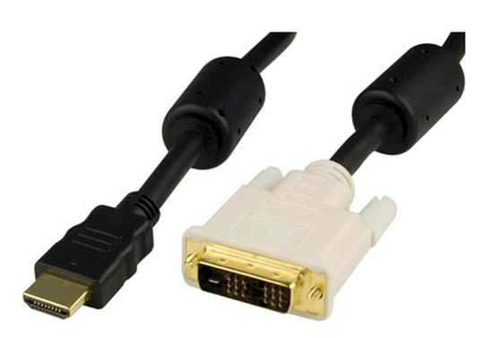 DELTACO HDMI U - DVI-D Single Link U, Musta/valkoinen, 2m