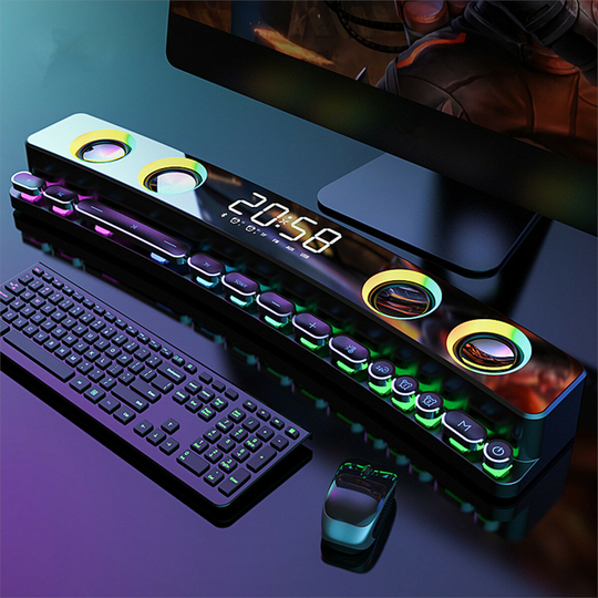 SOAIY SH39 bluetooth 5.0 trådlös spelhögtalare Soundbar Colorful Ljus HIFI Ljudkvalitet Desktop Audio Subwoofer Dubbla h