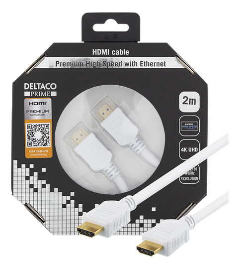 DELTACO PRIME HDMI-kaapeli, Premium High Speed HDMI With Ethernet, 4K,