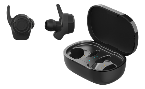 STREETZ Wireless Stay-in-ear Earbuds With Charging Case, Sweat Resista